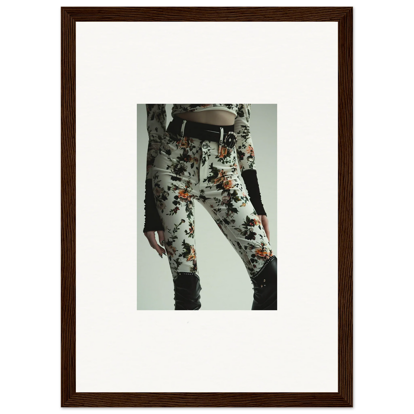 Floral-patterned pants from Whispering Garden Couture enhancing stylish room decor