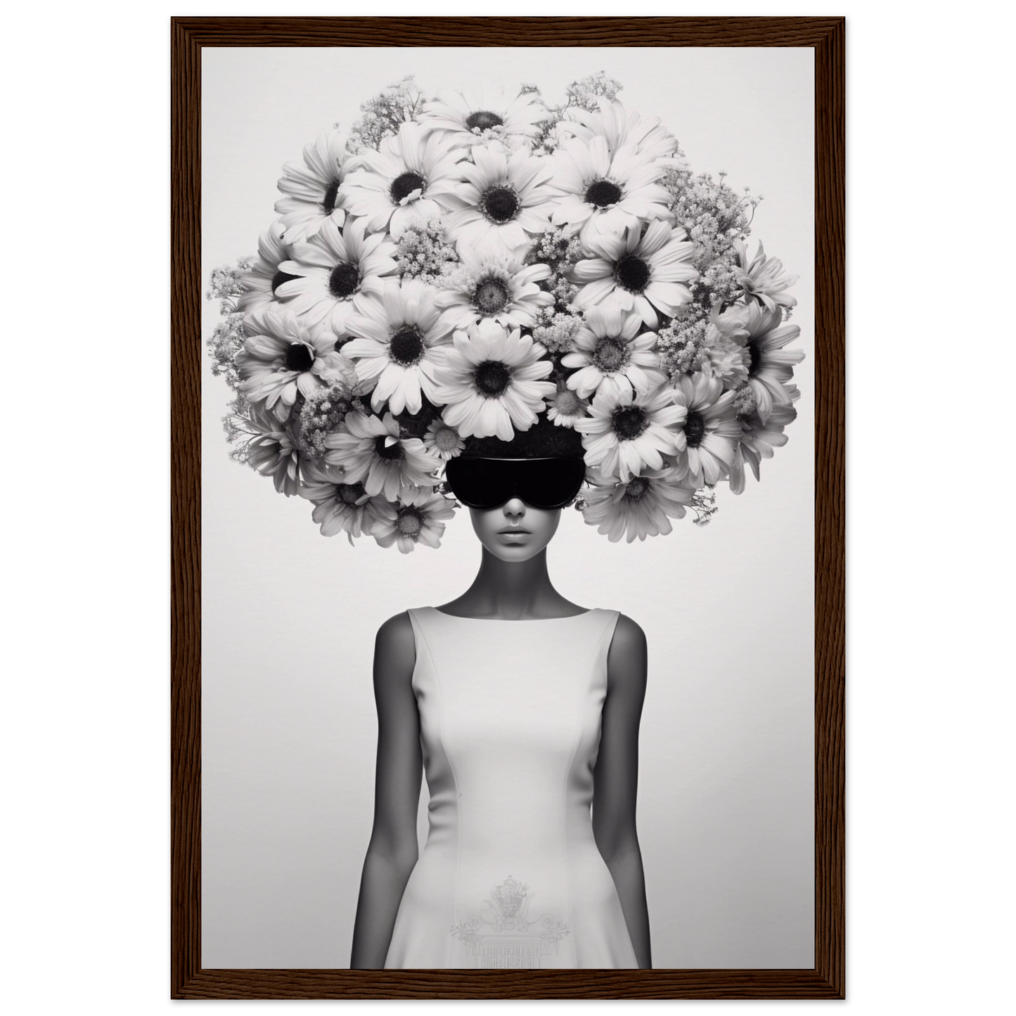 A high quality Afro Flower Power The Oracle Windows™ Collection of a woman with flowers on her head, perfect to transform your space into fashionable wall art.