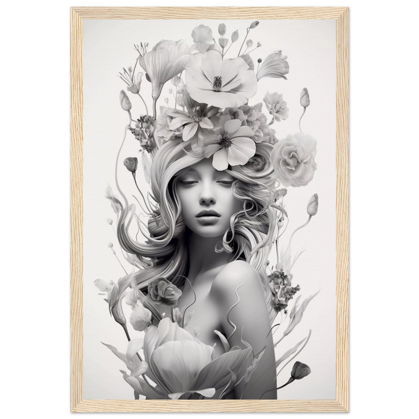 A high quality black and white print poster of the Flowers In Your Head The Oracle Windows™ Collection.