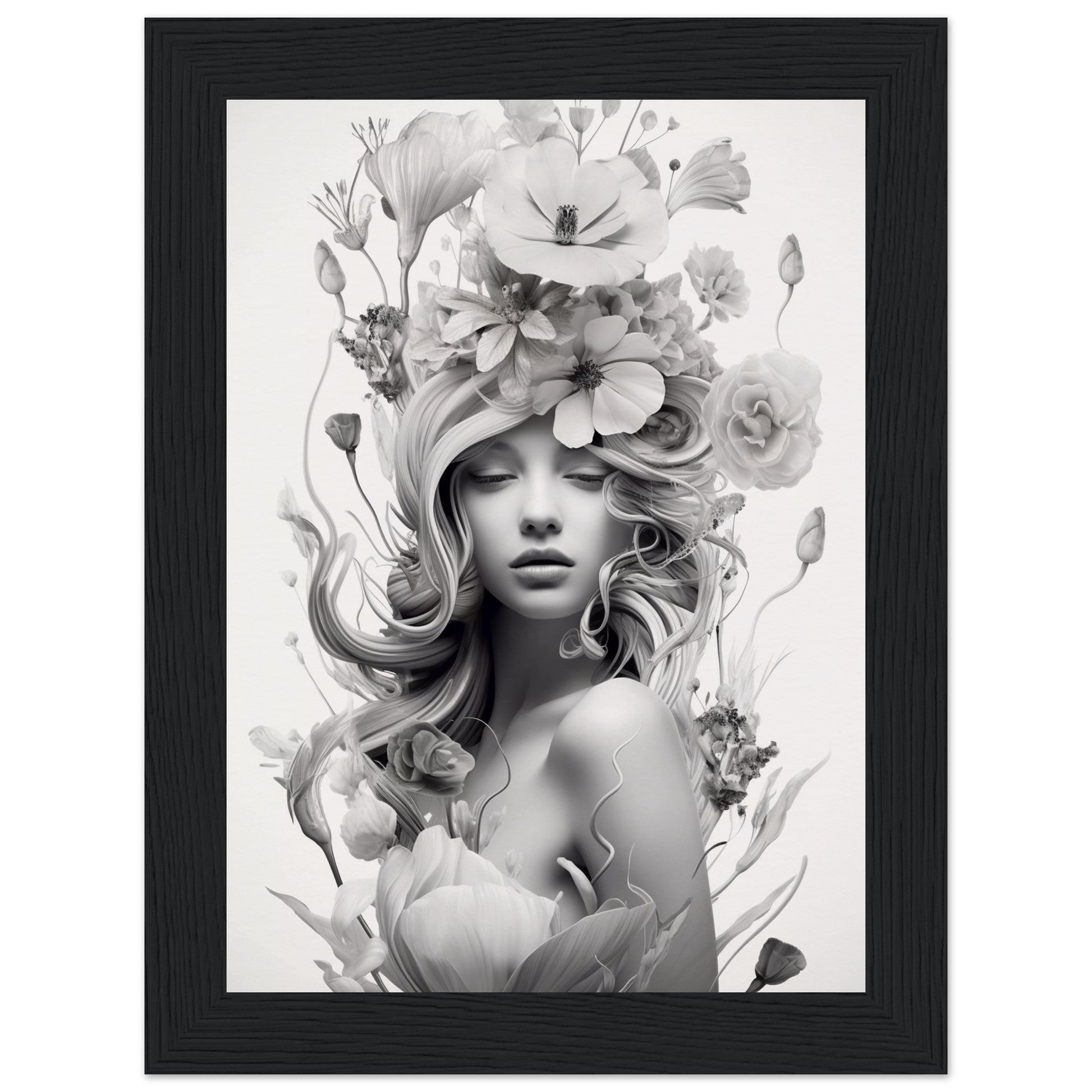 A high quality black and white print poster of the Flowers In Your Head The Oracle Windows™ Collection.