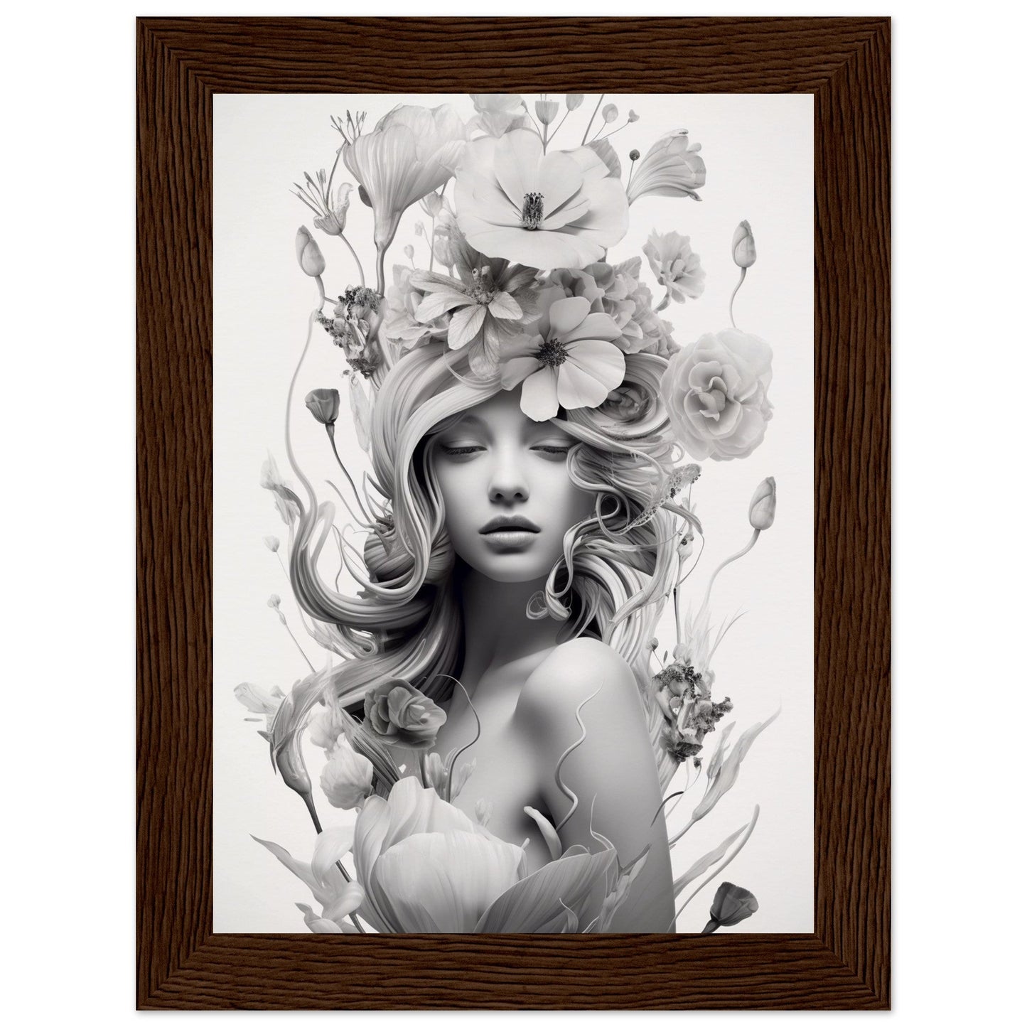 A high quality black and white print poster of the Flowers In Your Head The Oracle Windows™ Collection.