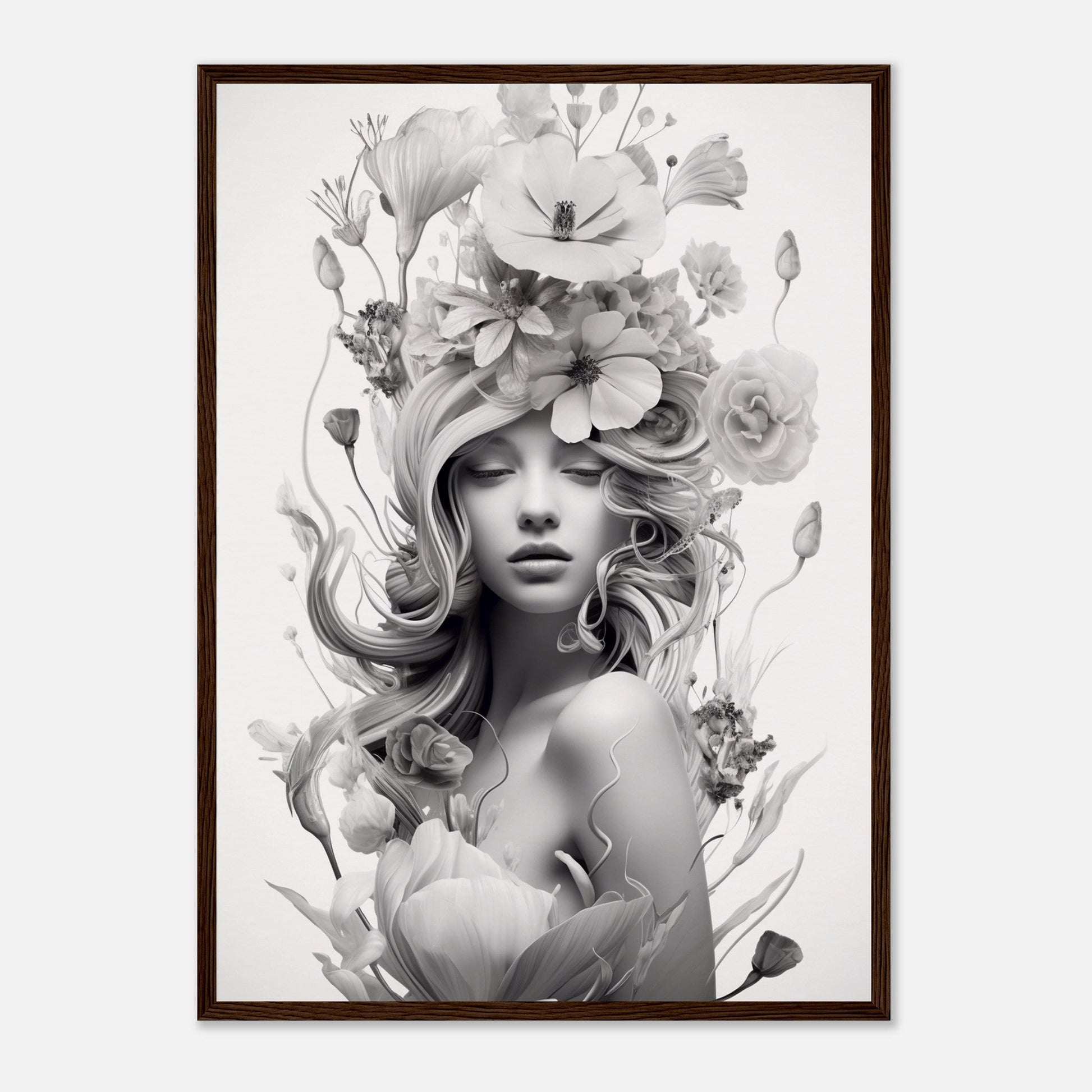 A high quality black and white print poster of the Flowers In Your Head The Oracle Windows™ Collection.