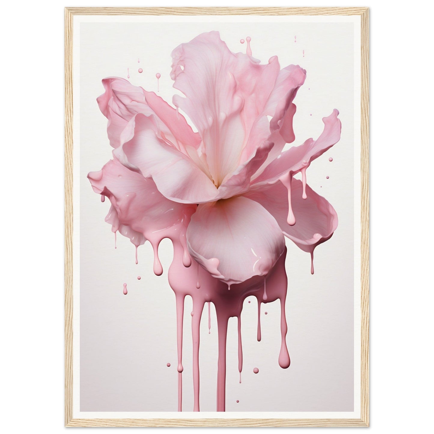 Pink flower with dripping paint effect.