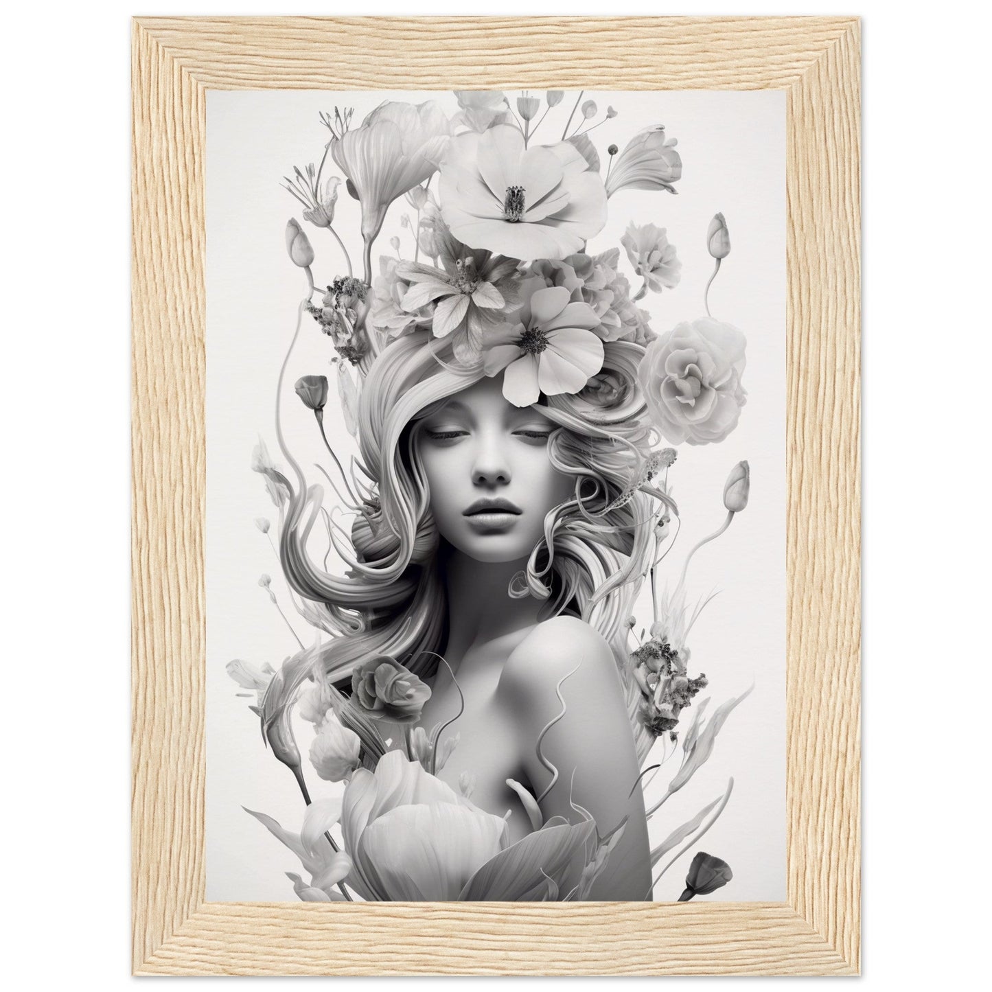 A high quality black and white print poster of the Flowers In Your Head The Oracle Windows™ Collection.