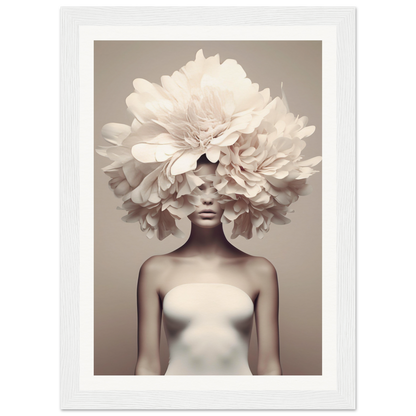 Artistic portrait featuring an elaborate floral headdress obscuring the upper half of a figure’s face.