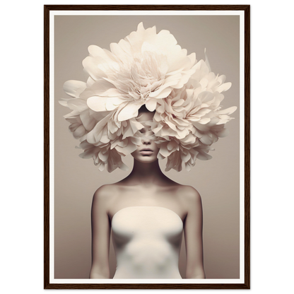 Artistic portrait featuring a figure with an elaborate floral headdress obscuring the upper part of their face.