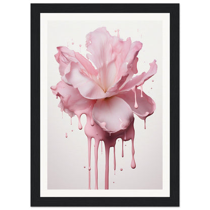 Pink flower with paint-like drips flowing downward.