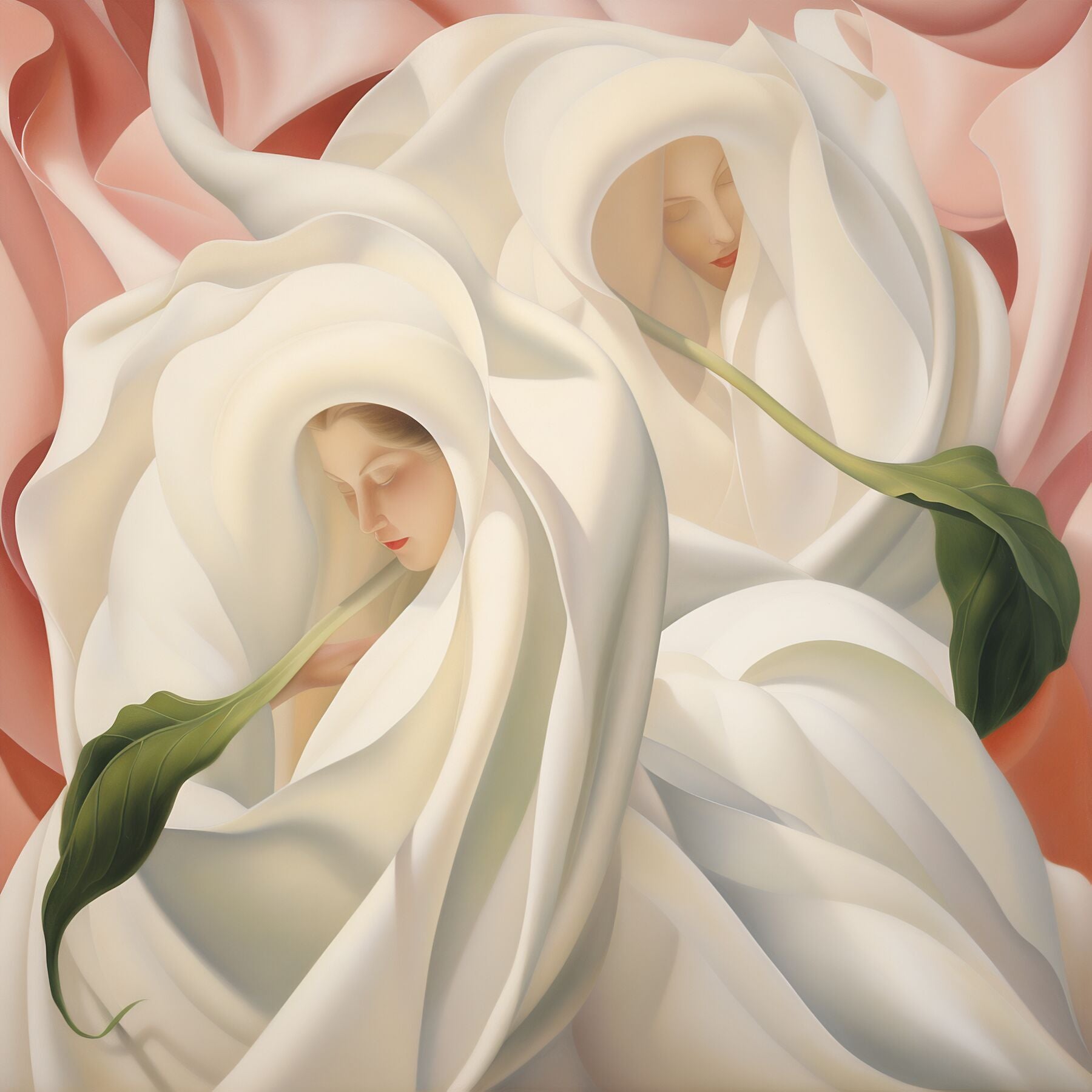 Painting inspired by georgia okeeffe flower women white