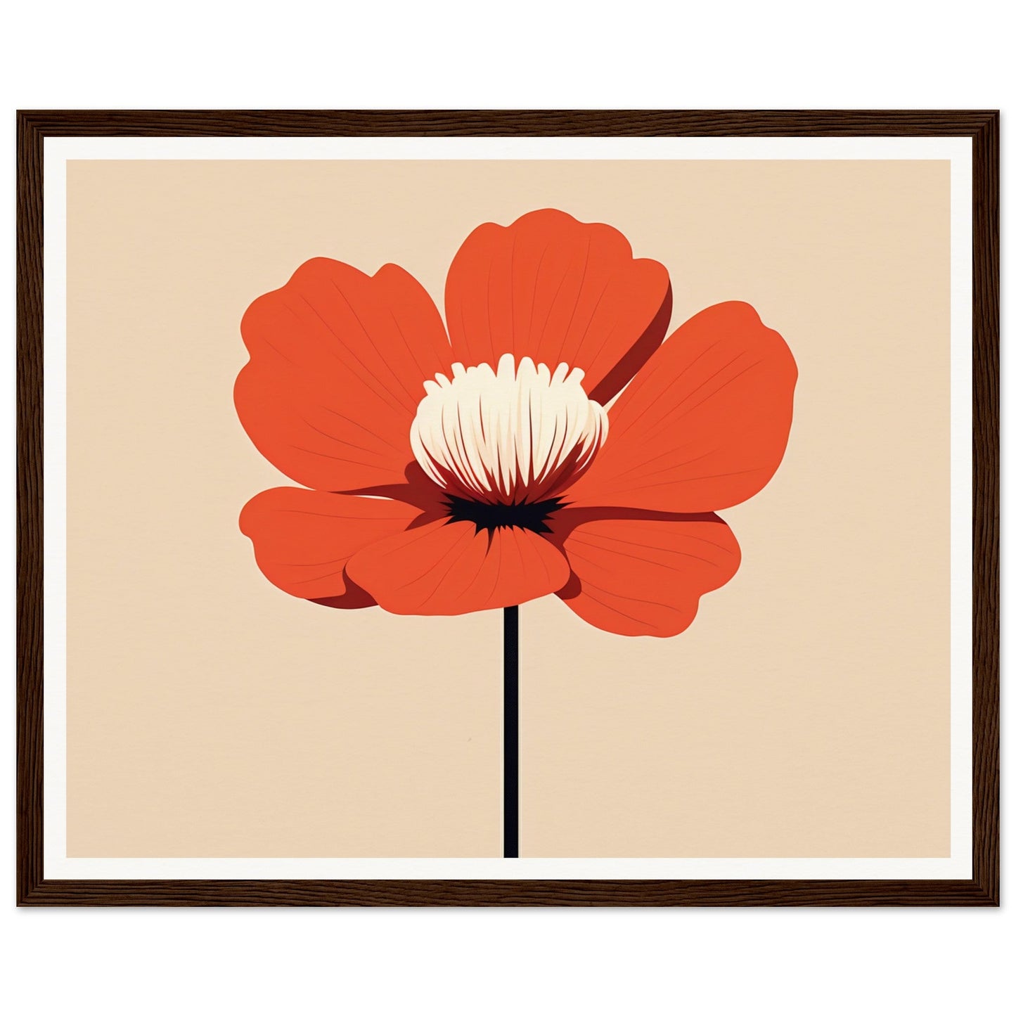 An image of the Red Minimalistic Modern Flower The Oracle Windows™ Collection for fashion wall art on a beige background.
