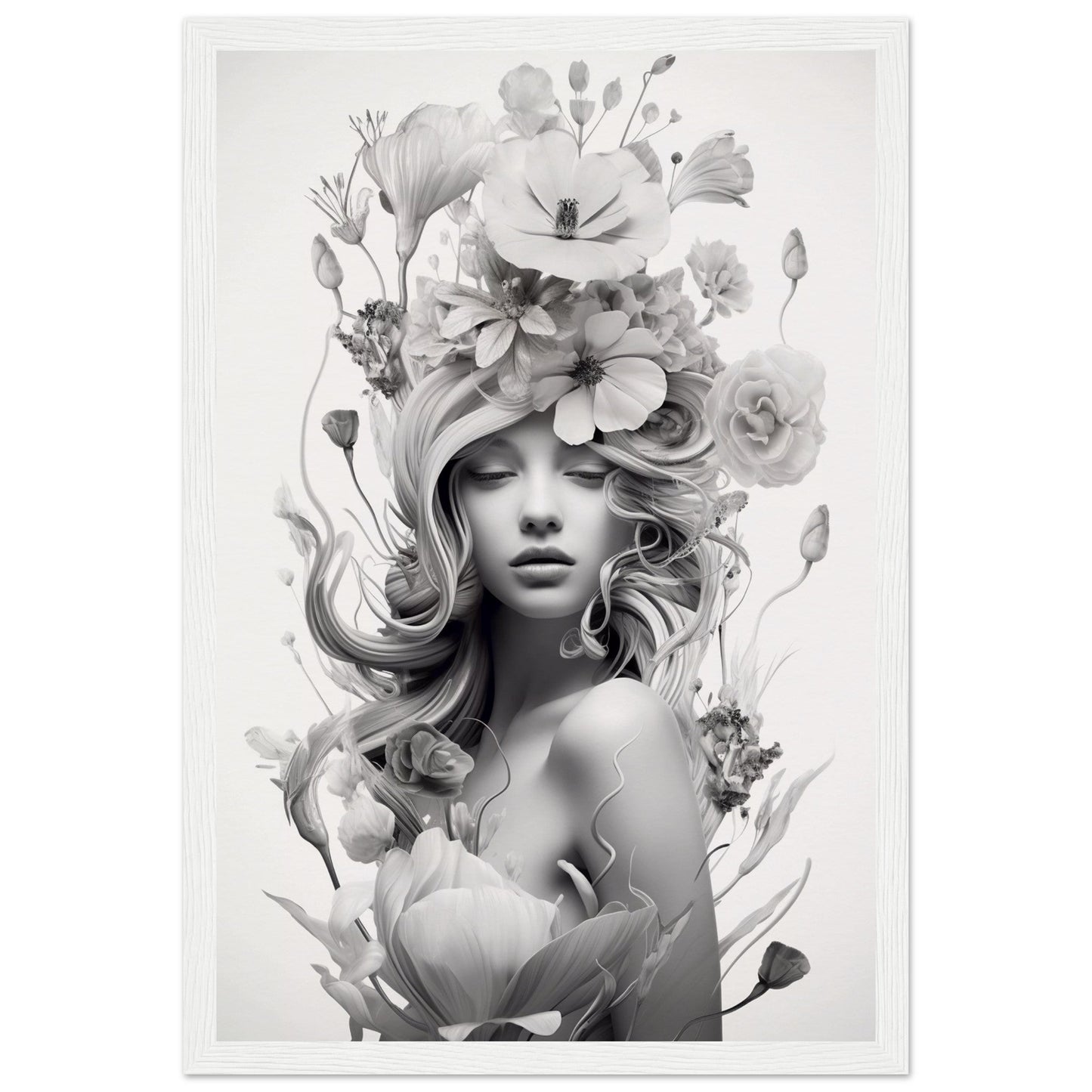 A high quality black and white print poster of the Flowers In Your Head The Oracle Windows™ Collection.