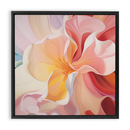 An abstract painting of a flower in Pinks And Poetry - Framed Canvas Wraps.