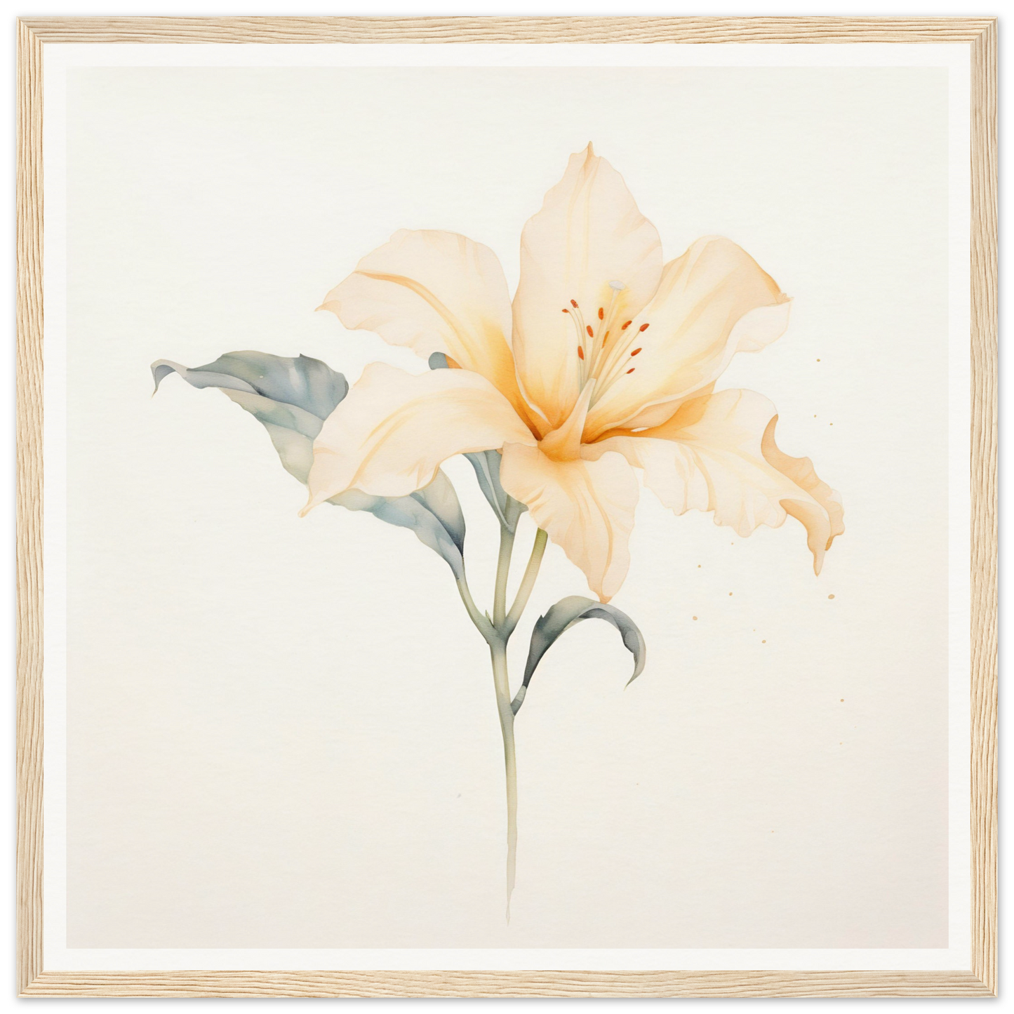 Delicate peach-colored lily with soft petals and a visible stamen.