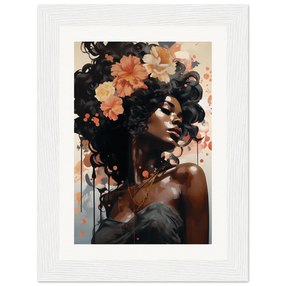 A black woman with flowers in her hair, perfect for a high quality Dust of Dreams 0 The Oracle Windows™ Collection poster for my wall.