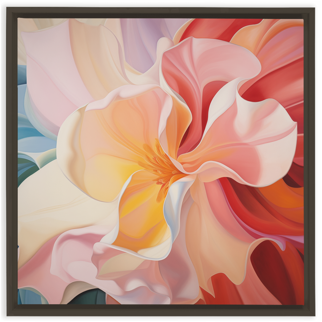 An abstract painting of pinks and poetry in a Pinks And Poetry - Framed Canvas Wraps.