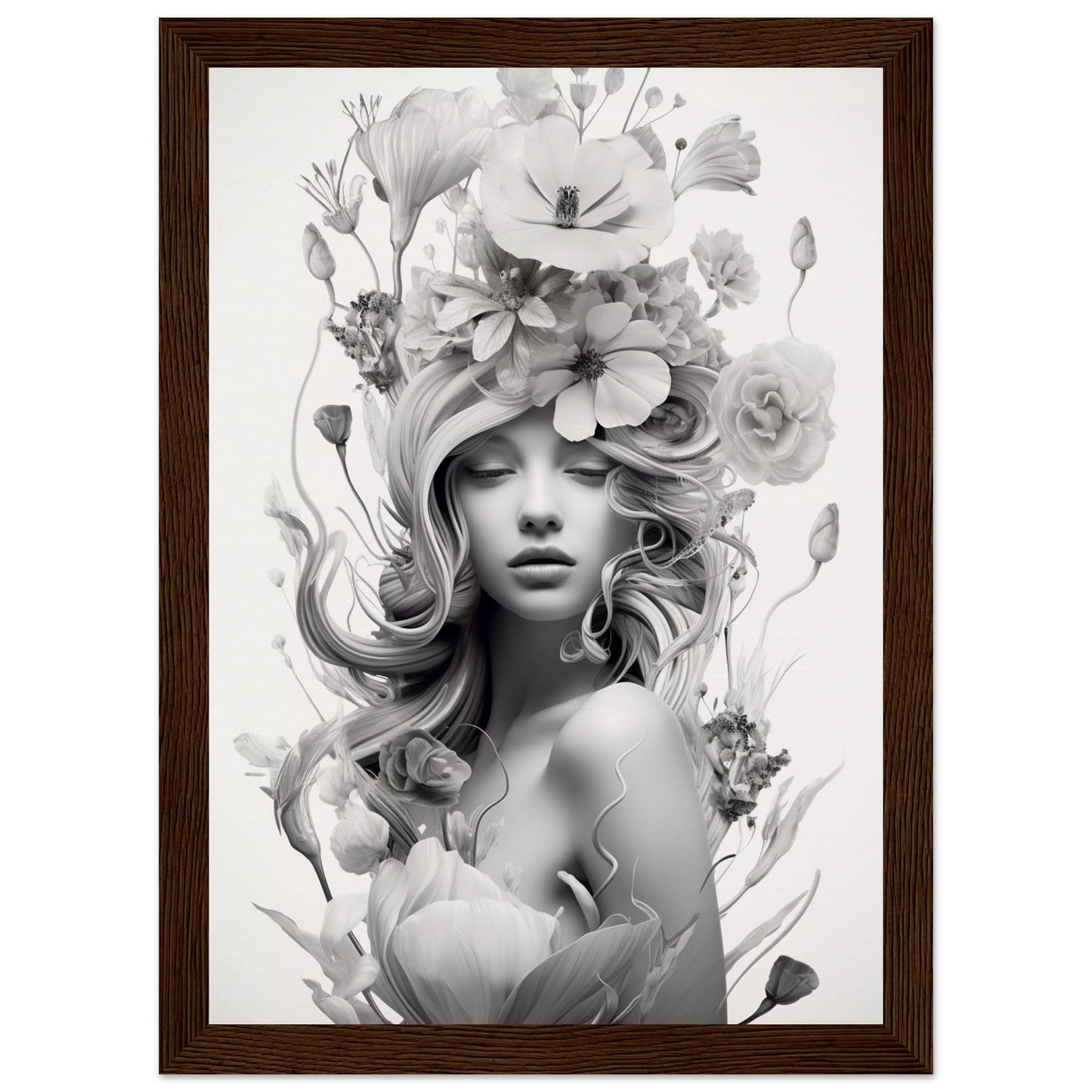 A high quality black and white print poster of the Flowers In Your Head The Oracle Windows™ Collection.