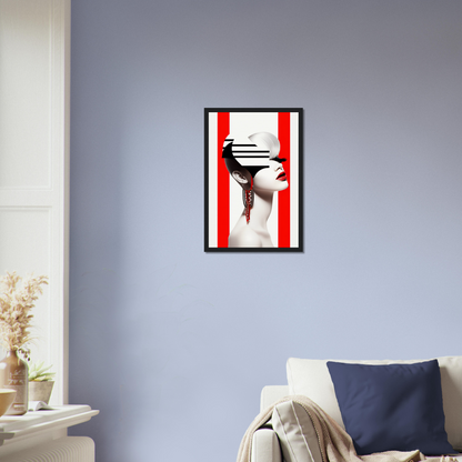 A high-quality Deep Dive The Oracle Windows™ Collection for my wall featuring a portrait of a woman with red and white stripes on her face. This artwork will transform your space.