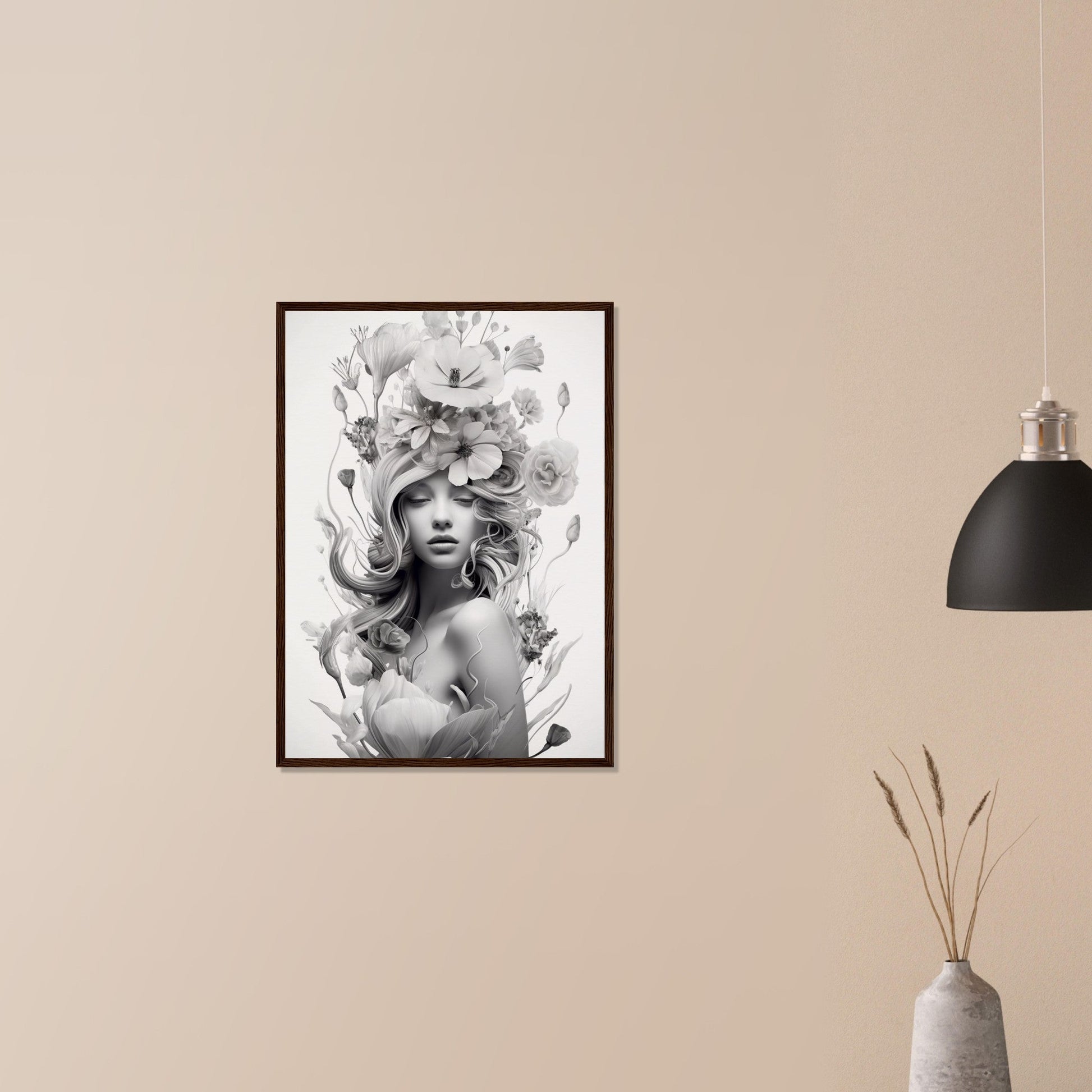 A high quality black and white print poster of the Flowers In Your Head The Oracle Windows™ Collection.