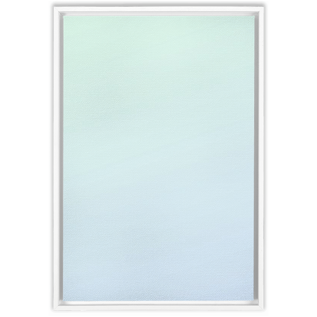 A minimalistic white frame with a Misty Morning Gradient - Framed Traditional Stretched Canvas background.