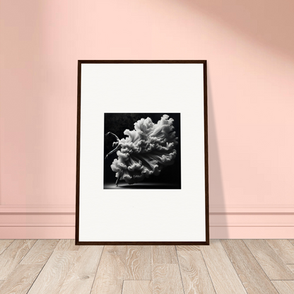 Framed black and white photograph of a billowing cloud or smoke formation.