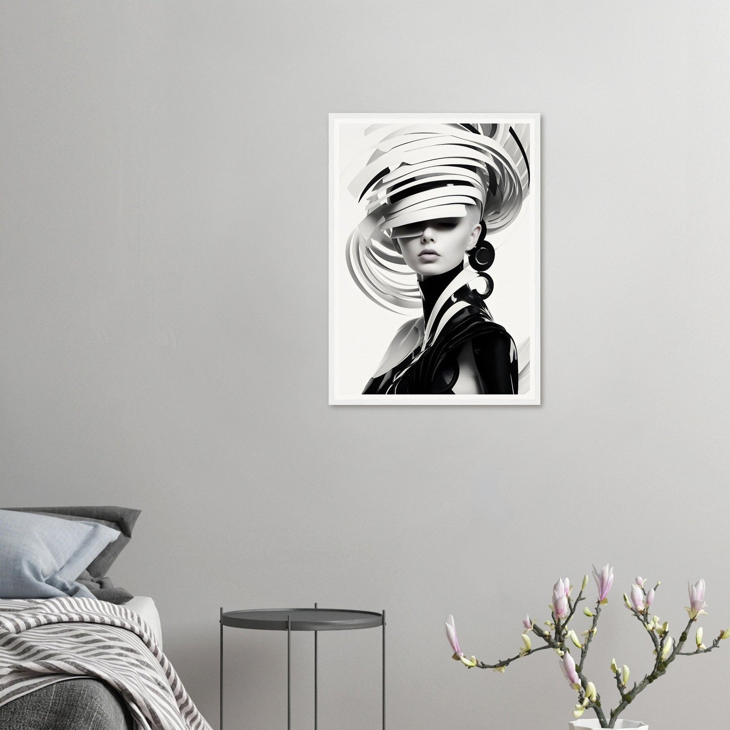 A black and white portrait of a woman, perfect for an Energy Lines C The Oracle Windows™ Collection poster for my wall.