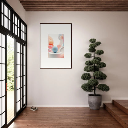 Framed abstract wall art with soft spherical shapes for cosmic timeless room decor