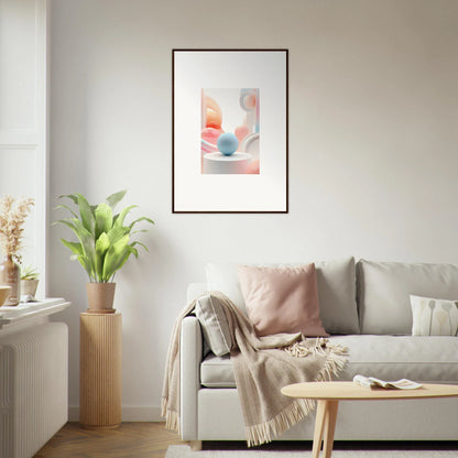 Framed wall art featuring soft pastel colors and geometric shapes for cosmic timeless room decor