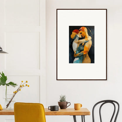 Framed wall art of vibrant embracing figures, perfect for room decor and embrace waves