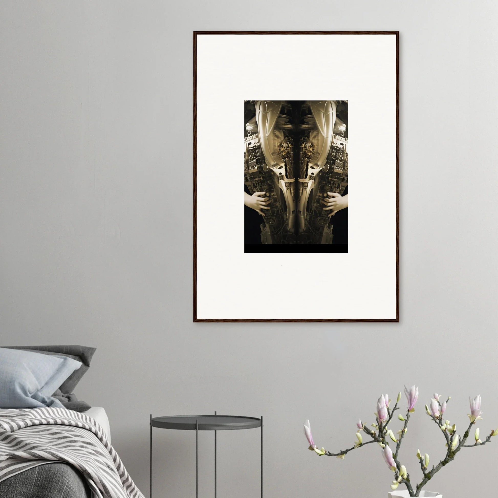 Framed wall art featuring golden-hued abstract elegance quandary for stylish room decor