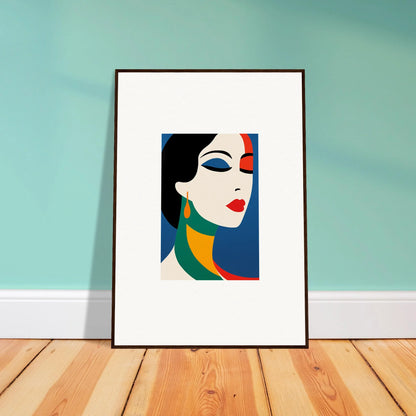 Framed wall art featuring bold colors in the Female Prism Reverie abstract portrait