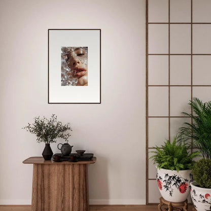 Framed wall art featuring a close-up of lips for Whispering Dreamer room decor