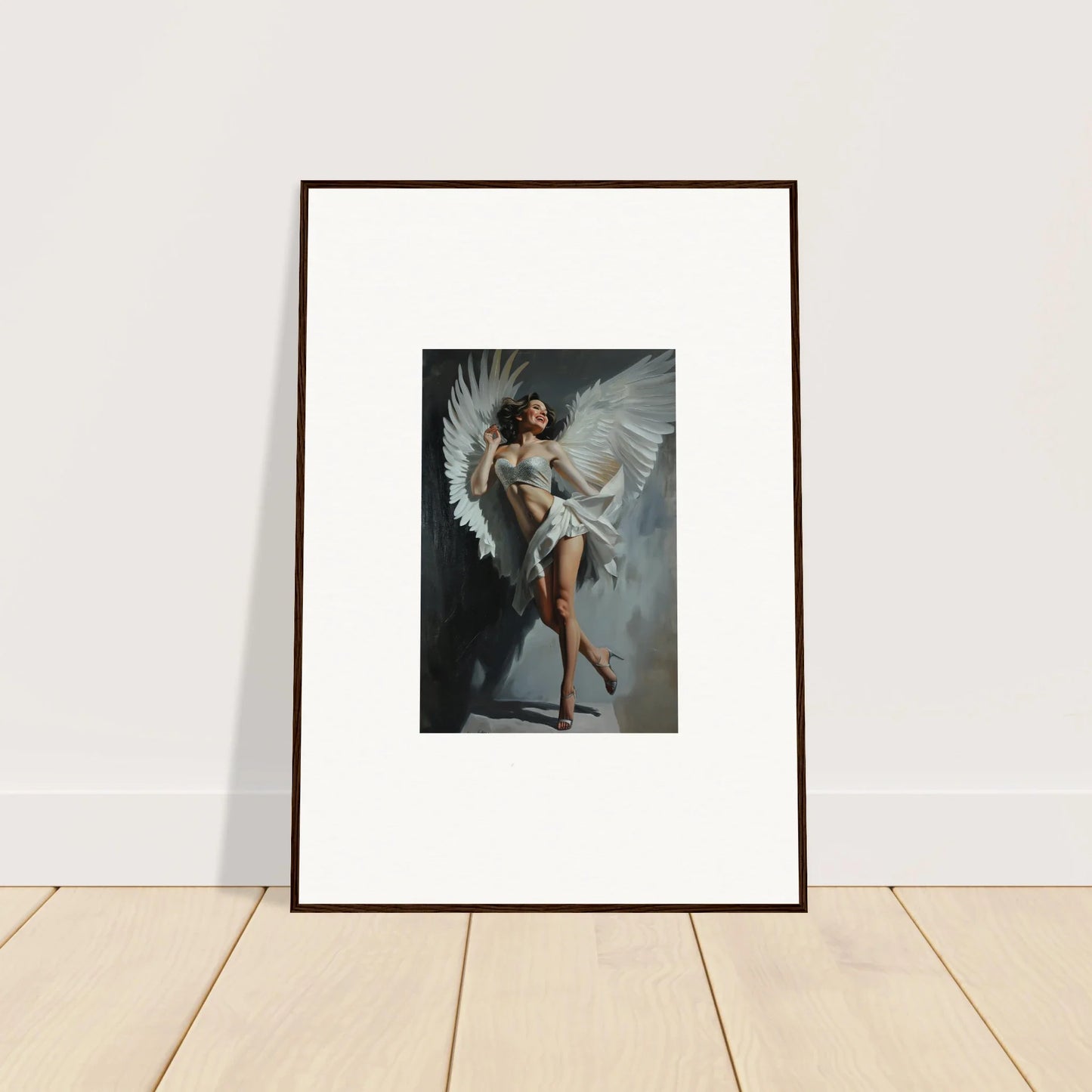 Framed wall art featuring an angelic figure for bliss effervescent room decor