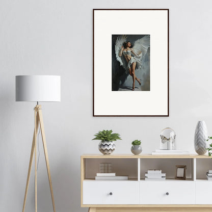 Framed wall art of an angelic figure, ideal for bliss effervescent room decor