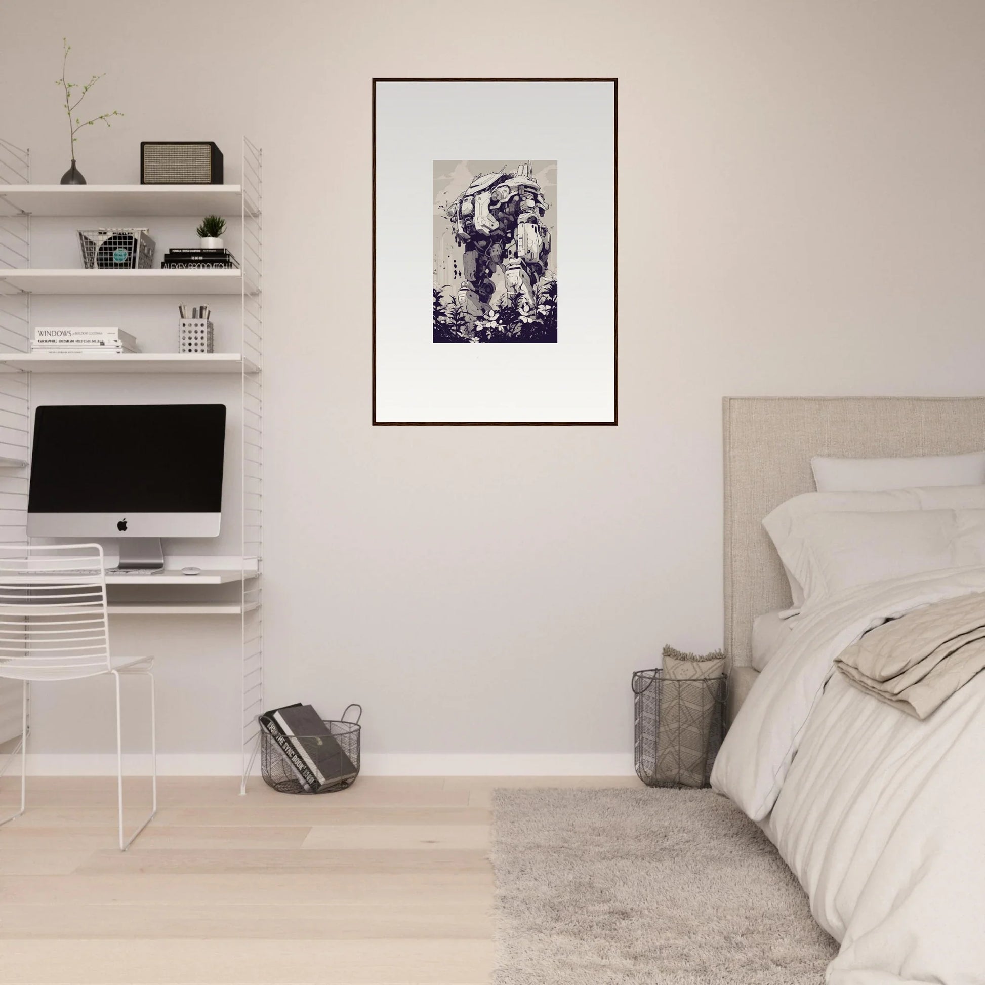 Framed wall art of an astronaut in a spacesuit for unique room decor, Steel Harbinger