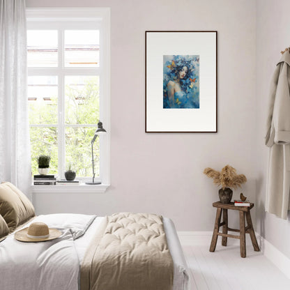 Framed wall art of a blue-toned portrait for elegant room decor, Dream Rhapsody