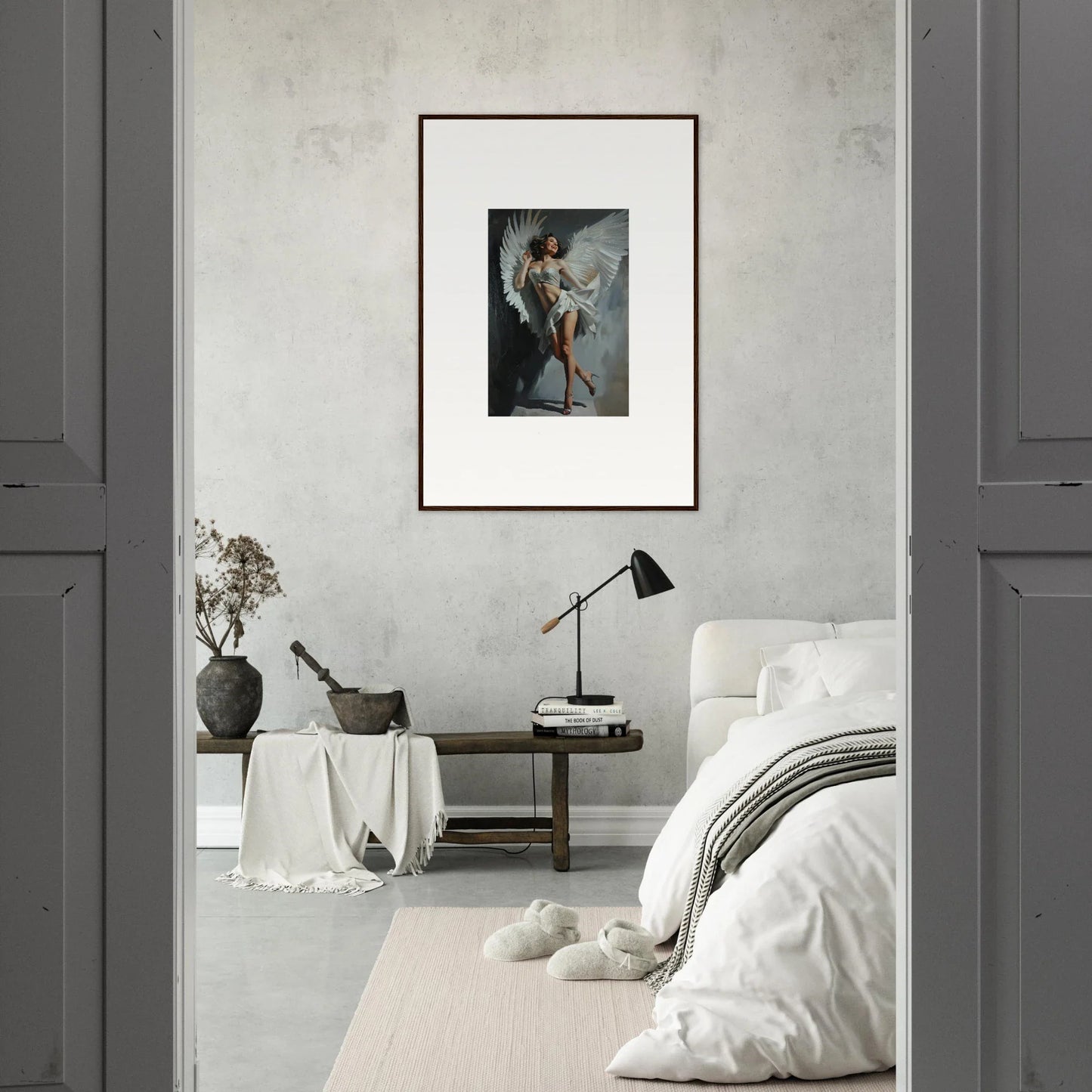 Framed wall art of a classical nude figure for bliss effervescent room decor