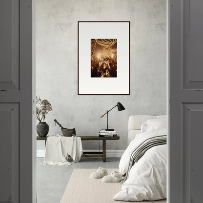 Framed wall art featuring a classical scene, enhancing room decor with Harmony Enigma