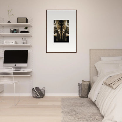 Framed wall art of a reflective portrait, perfect for elegance quandary room decor