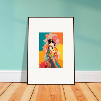 Framed wall art of a colorful abstract female figure for stylish room decor