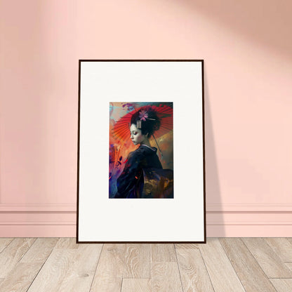 Framed wall art of a colorful portrait in the Infinite Silken Realm for room decor