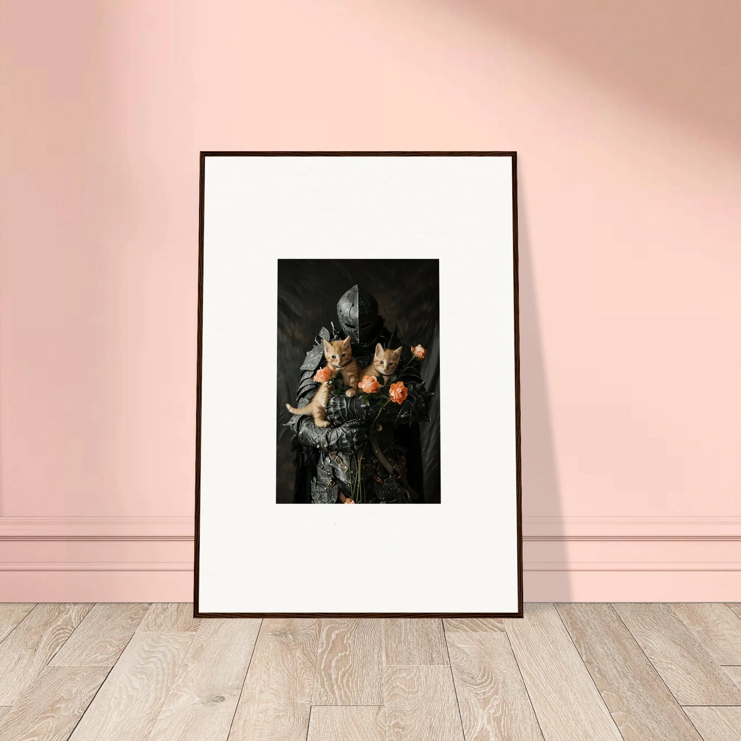 Framed wall art featuring a moody still life for elegant room decor, Feline Serenade