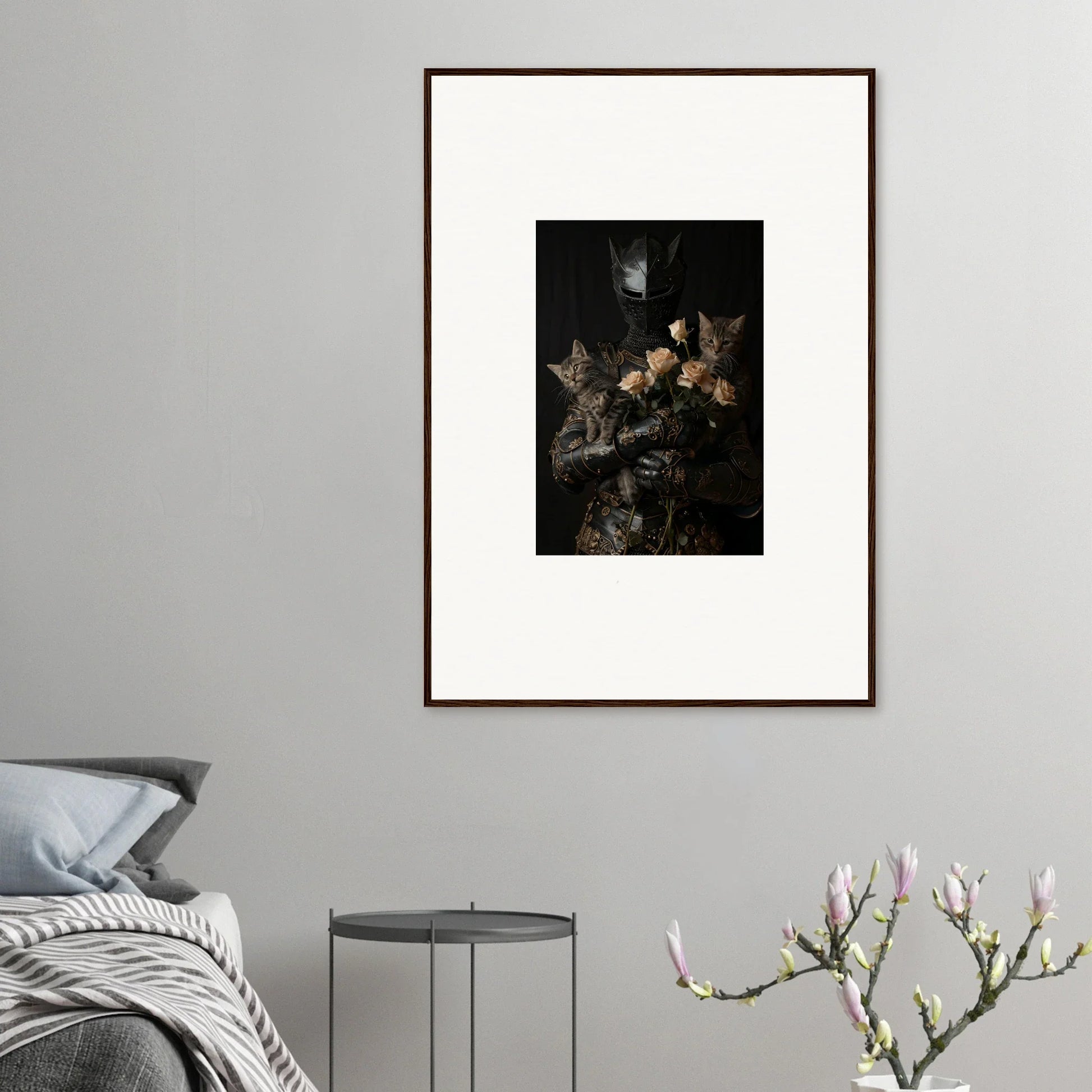 Framed wall art of dark floral still life for stylish Cuddle Chaotica room decor