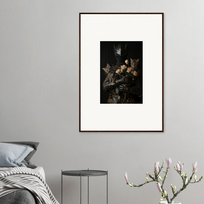 Framed wall art of dark floral still life for stylish Cuddle Chaotica room decor