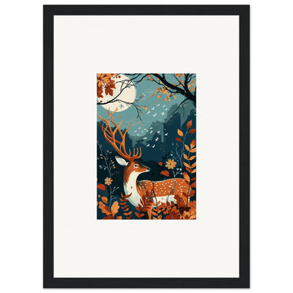 Framed wall art of a deer in autumn forest, perfect for Starlight Coalescence room decor