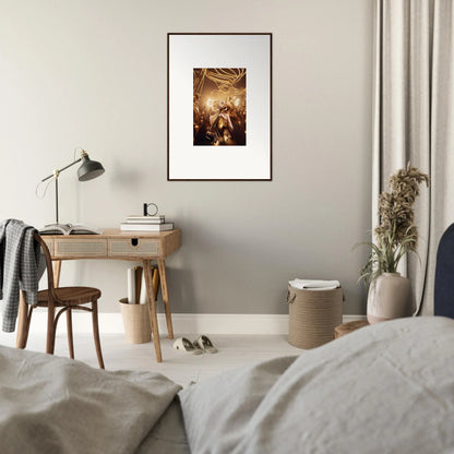 Framed wall art featuring a golden-hued scene capturing the essence of Harmony Enigma