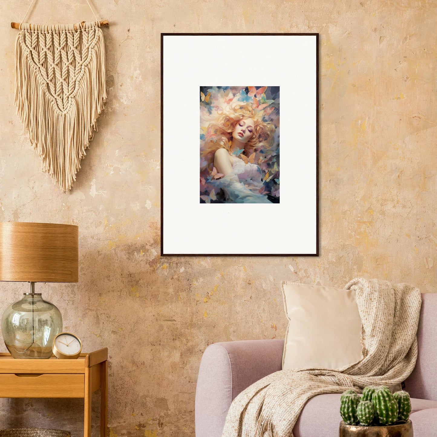 Framed wall art featuring a dreamy portrait, perfect for modern room decor