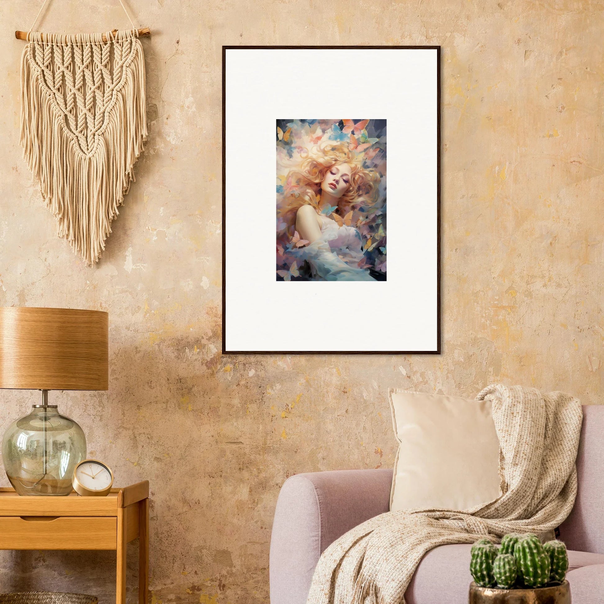 Framed wall art featuring a dreamy portrait, perfect for modern room decor