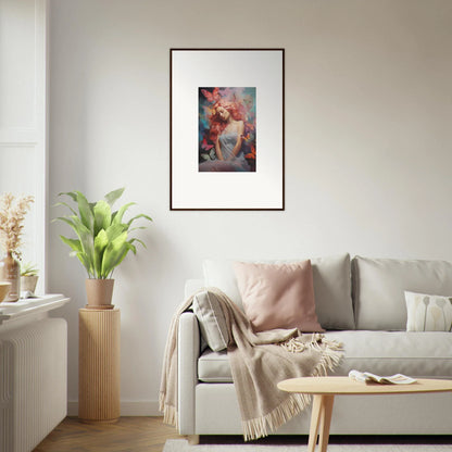 Framed wall art of a dreamy portrait in pastel colors for elegant room decor