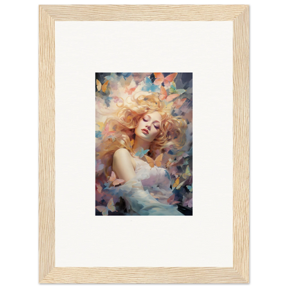 Framed wall art of a dreamy woman portrait, perfect for stylish room decor