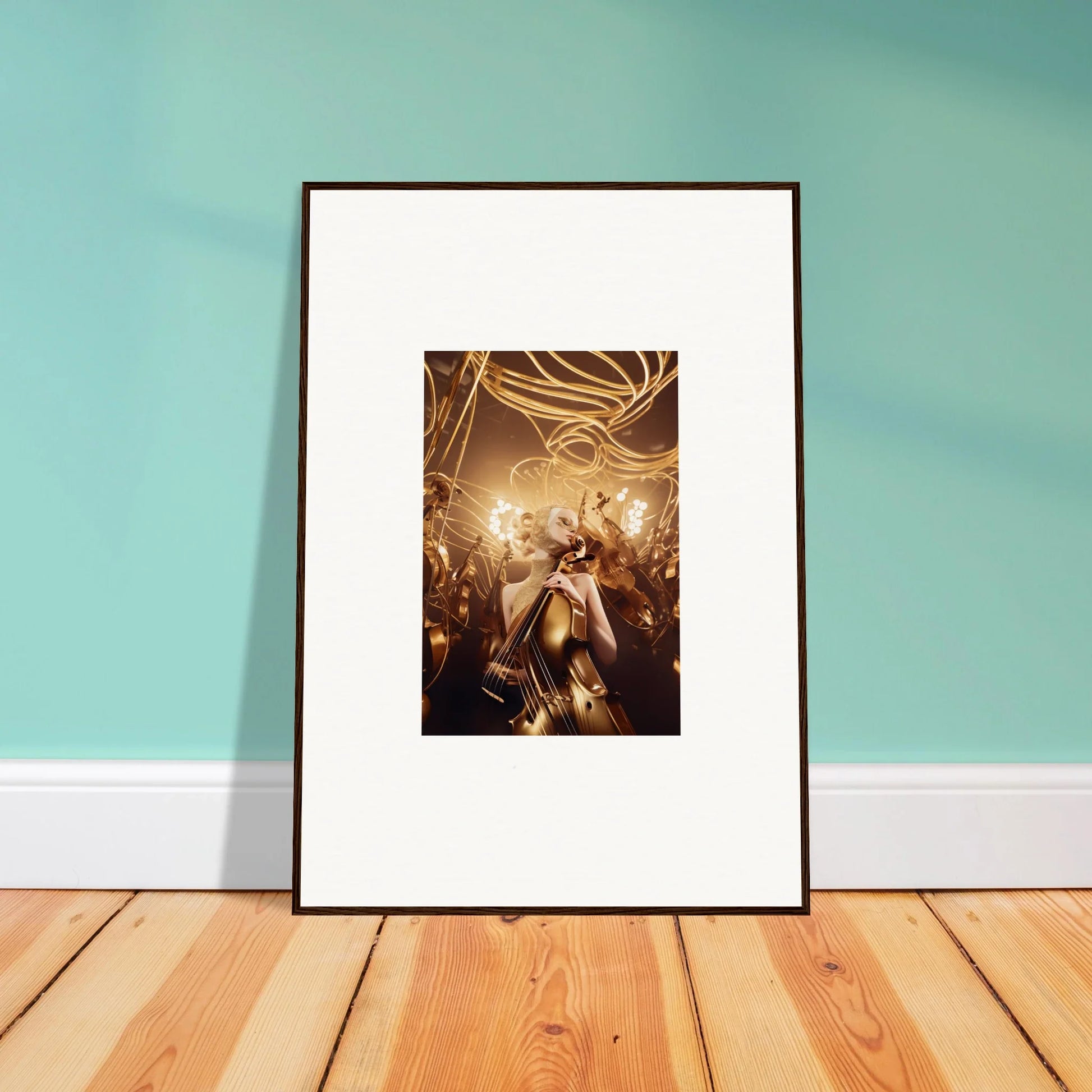 Framed wall art featuring a golden scene with mythical figures for perfect room decor