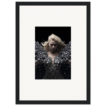 Framed wall art of a figure with dark wings, perfect for phantom reverie room decor